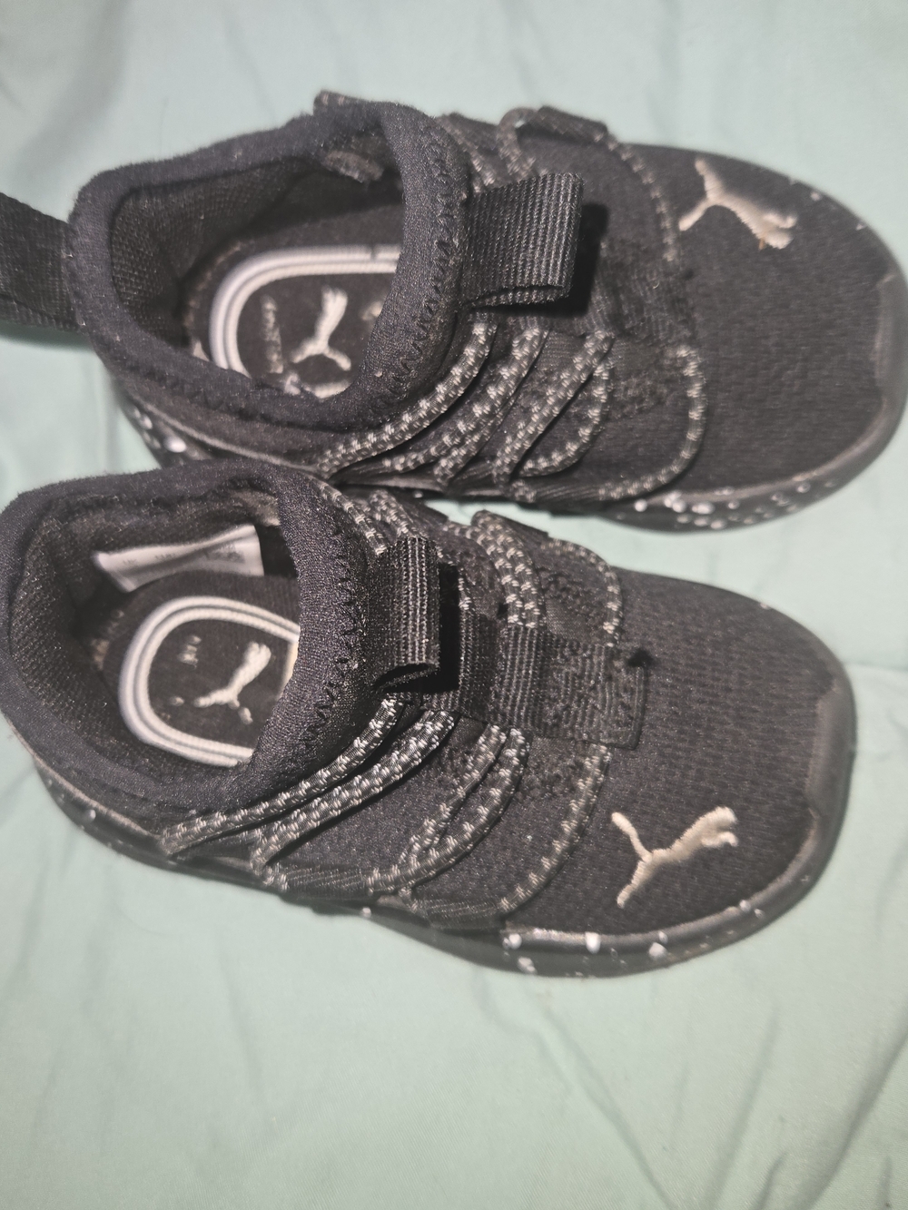 Puma Kids Black and White Slip-On Knit Sneakers
